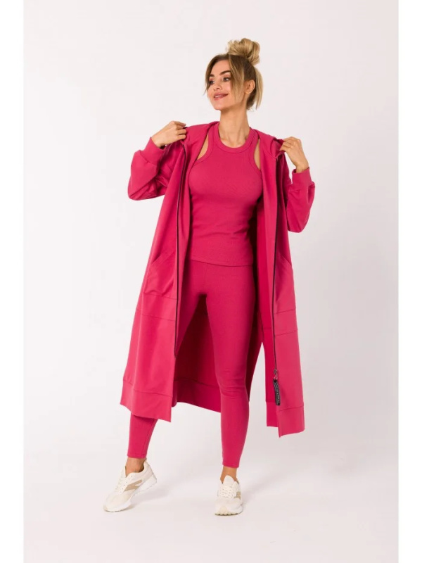 M729 Mikina s dlouhým zipem - korálová EU L/XL