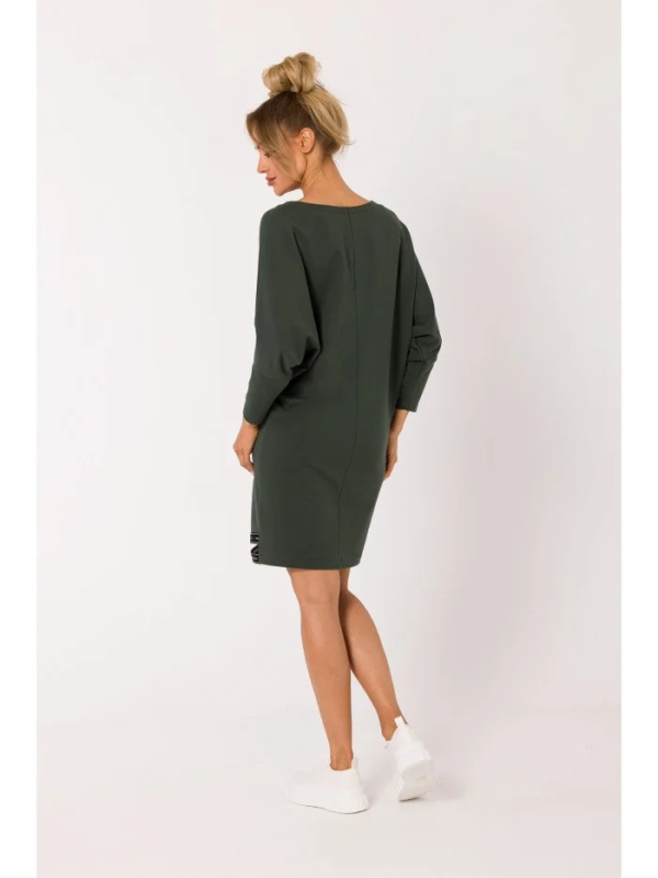 M732 Tunikové šaty s pruhy s logem - vojensky zelené EU L