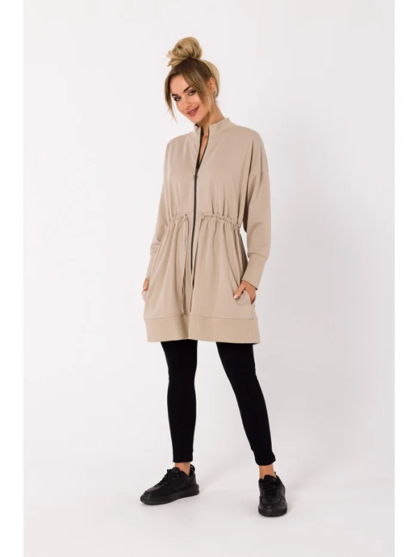 M733 Šaty na zip s ozdobným šněrováním - béžové EU 2XL/3XL