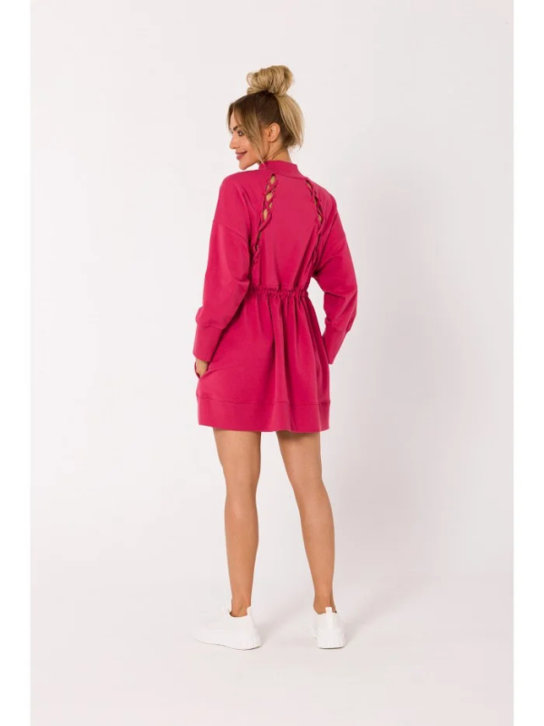 M733 Šaty na zip s ozdobným šněrováním - korálová barva EU 2XL/3XL