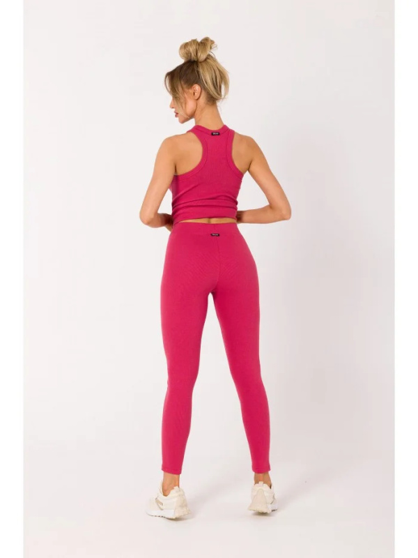 M734 Žebrované pletené legíny - korálová barva EU XL