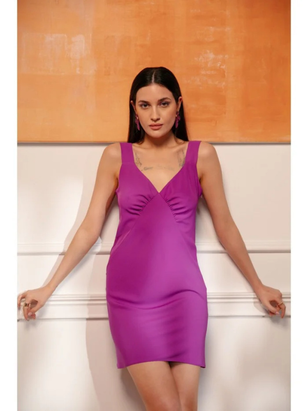 K159 Mini šaty na ramínka - levandulové EU XXL