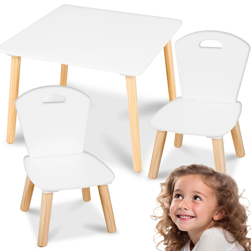 Ricokids Dětský stolek se dvěma židlemi bílá