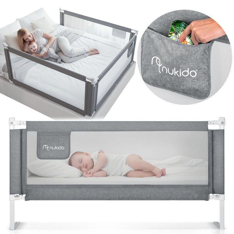 Nukido NK-227 Ochranná zábrana na postel zabezpečující branku 200 cm šedá