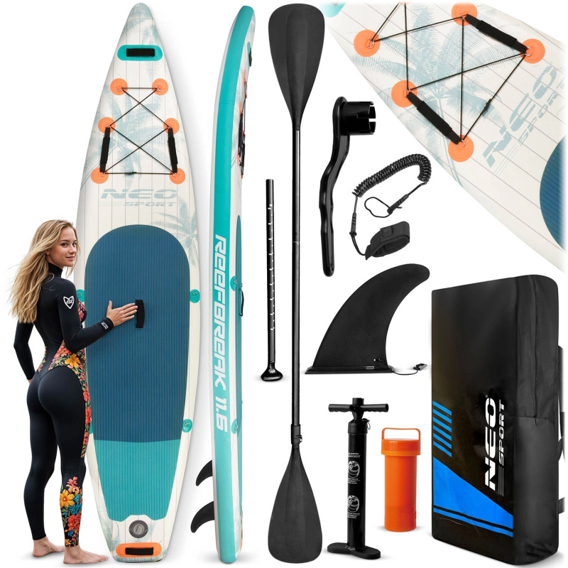 Neo-Sport nafukovací paddleboard SUP Reefbreak 11’6 (350 × 81 × 15 cm) – sada s příslušenstvím