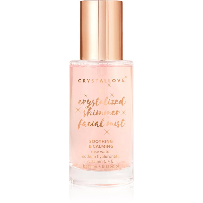 Crystallove Rose Quartz Shimmer Facial Mist pleťová mlha pro rozjasnění pleti 100 ml