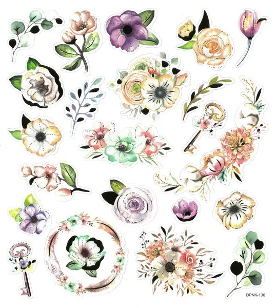 Samolepky 14,8x17cm - Květiny a větvičky