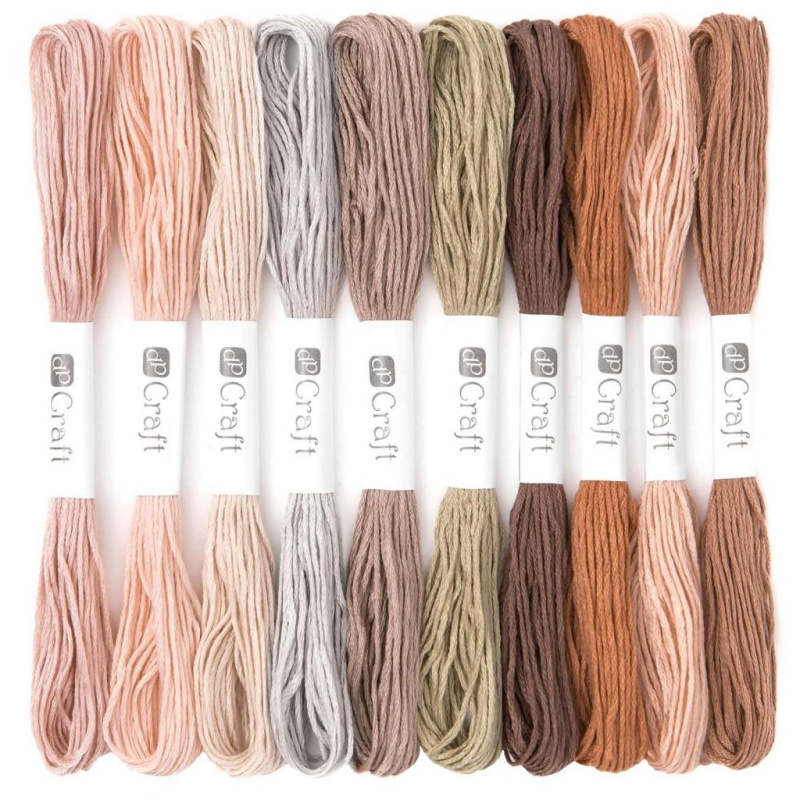 Vyšívací příze sada (10ksx8m) - přírodní mix