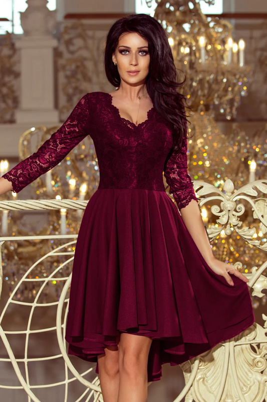 Numoco dámské šaty NICOLLE 210-13 Barva: Bordó, Velikost: XXXXL