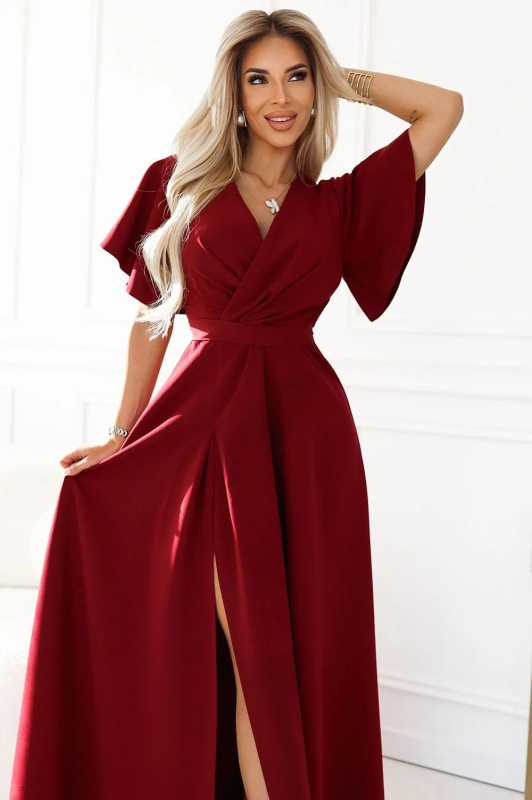 Dámské šaty 581-2 JENNIFER - NUMOCO bordó XXXL