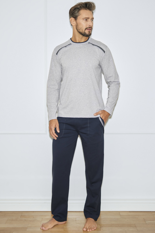 Pánské pyžamo Italian Fashion Zbyszek dł.r. dł.sp. Barva: Šedá, Velikost: 3XL