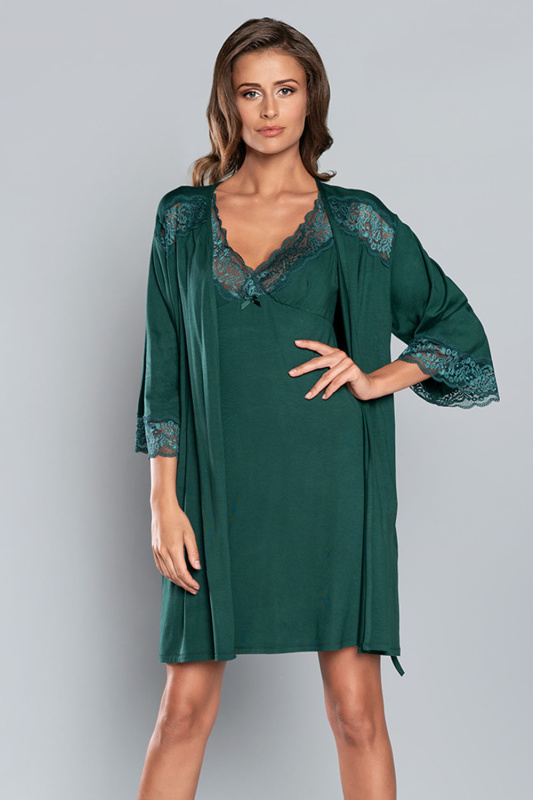 Župan Italian Fashion Samaria r.3/4 - výprodej Barva: Zelená, Velikost: M
