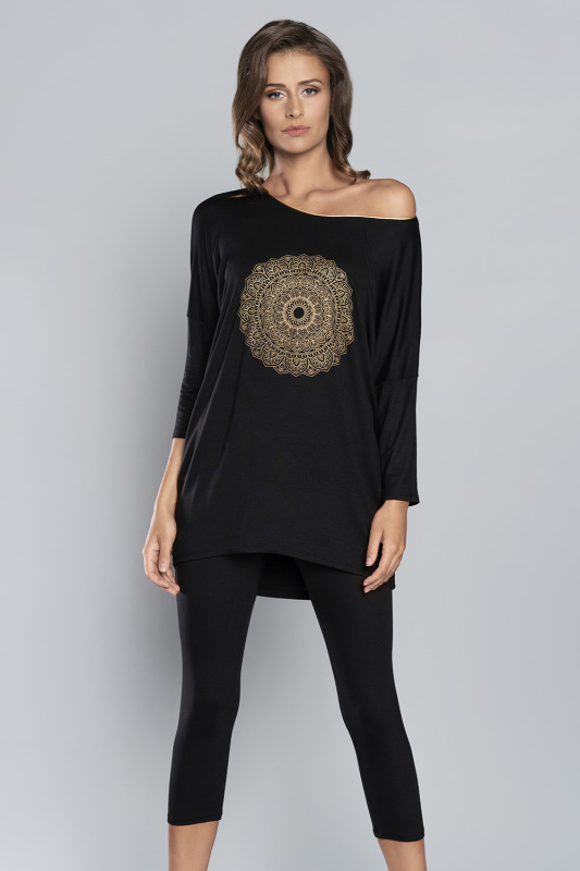 Pyžamo Italian Fashion Mandala r.3/4 sp.3/4 Barva: Černá, Velikost: S