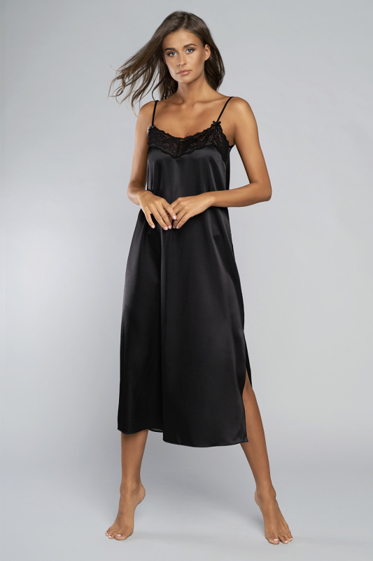 Noční košile Italian Fashion Dotyk ws.r. długa - výprodej Barva: Černá, Velikost: M