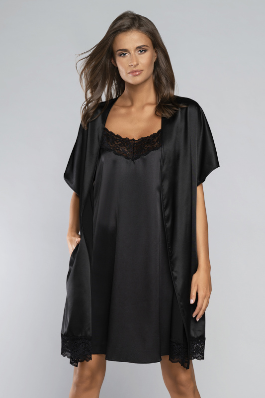 Dámský župan Italian Fashion Dotyk kr.r Barva: Černá, Velikost: 2XL
