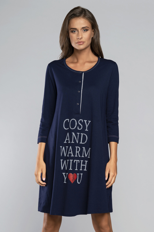 Noční košile Italian Fashion Balsam r.3/4 Barva: Modrá - tmavě, Velikost: S