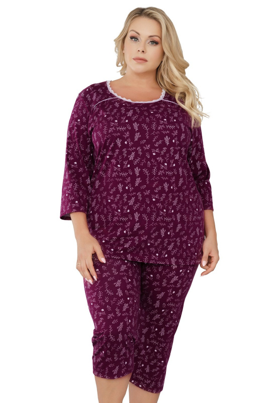 Dámské pyžamo Italian Fashion Serafina r.3/4 sp.3/4 - výprodej Barva: Fialová, Velikost: 2XL