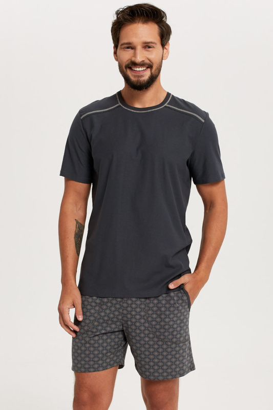 Pánské pyžamo Italian Fashion Abel krátké nohavice Barva: Šedá, Velikost: 2XL