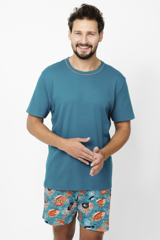 Pánské pyžamo Italian Fashion Krab kr.r. kr.sp. Barva: Modrá, Velikost: 2XL
