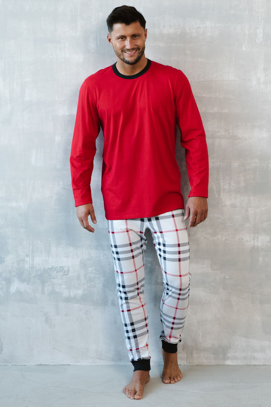 Pánské pyžamo Italian Fashion Andros dł.r. dł.sp. Barva: Červená, Velikost: M