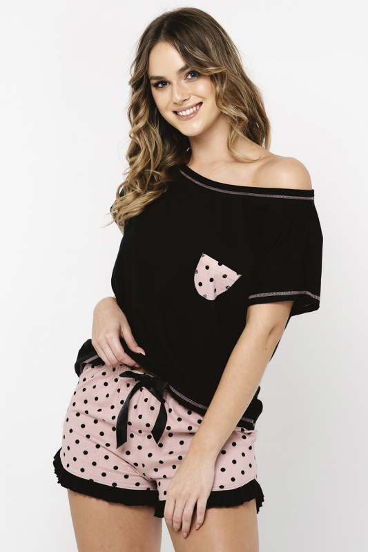 Dámské pyžamo Italian Fashion Buscato kr.r. kr.sp. Barva: Černá, Velikost: XL
