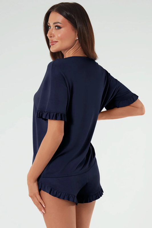 Dámské pyžamo Italian Fashion Styl kr.r. kr.sp. Barva: Modrá - tmavě, Velikost: XL