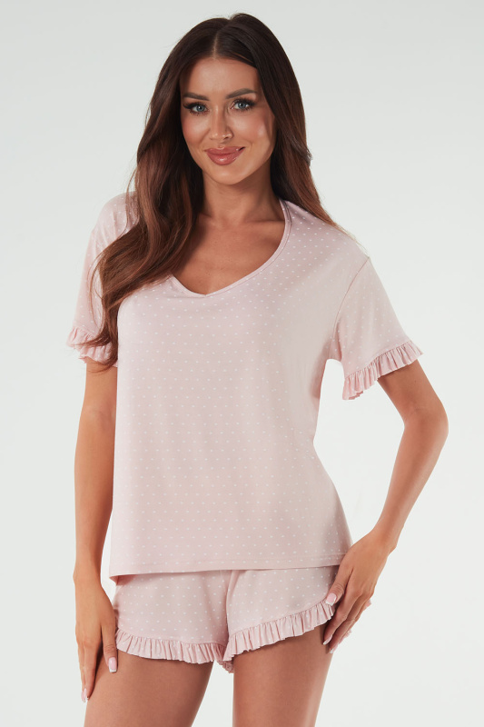 Dámské pyžamo Italian Fashion Puntini kr.r. kr.sp. Barva: Růžová, Velikost: 2XL