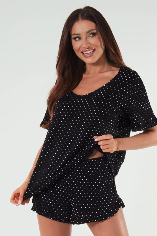 Dámské pyžamo Italian Fashion Puntini kr.r. kr.sp. Barva: Černá, Velikost: XL