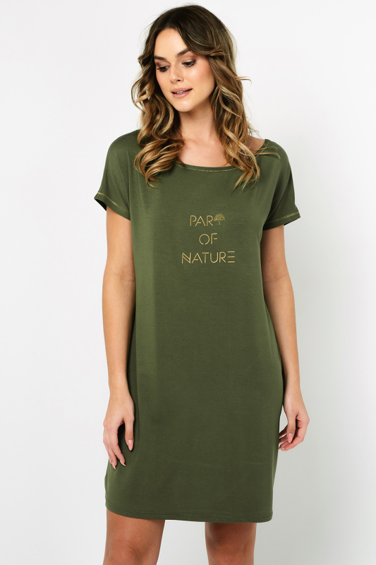 Noční košilka Italian Fashion Natura kr.r. Barva: Zelená, Velikost: 2XL
