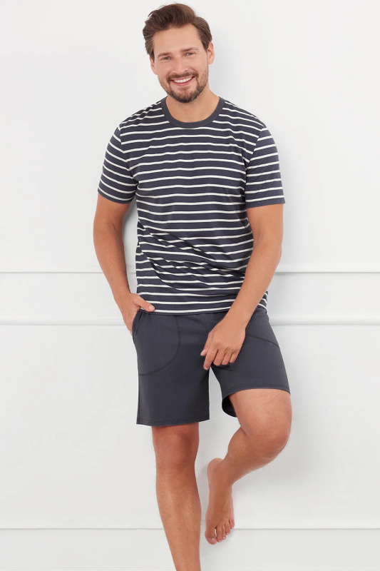 Pánské pyžamo Italian Fashion Bert kr.r. kr.sp. Barva: Šedá, Velikost: XL
