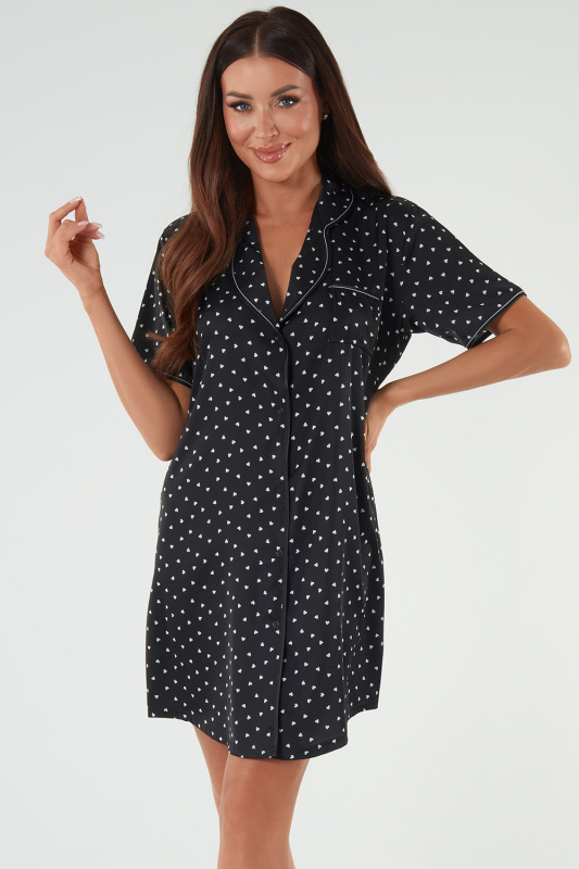 Dámská noční košile Italian Fashion Ria kr.r. Barva: Černá, Velikost: 2XL