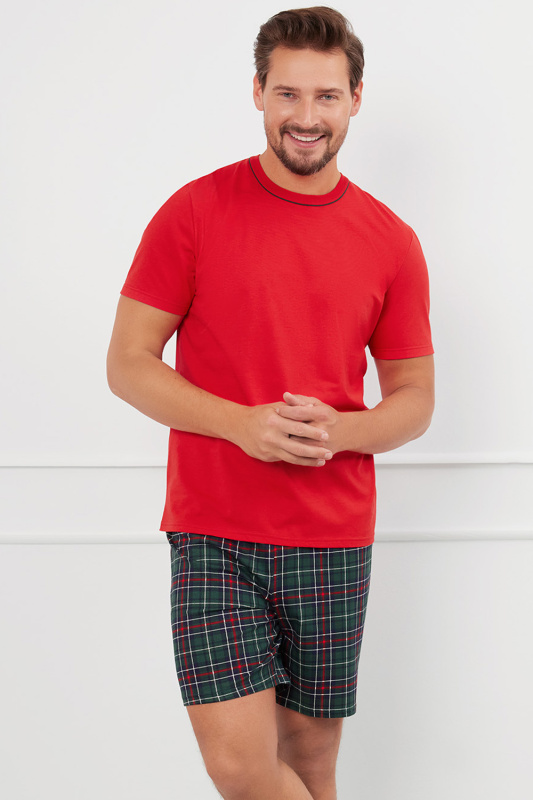 Pánské pyžamo Italian Fashion Fogo kr.r. kr.sp. Barva: Červená, Velikost: L