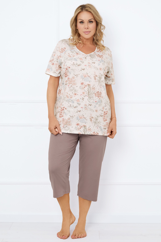 Dámské pyžamo Italian Fashion Ermida kr.r. sp.3/4 Barva: Smetanová, Velikost: 2XL