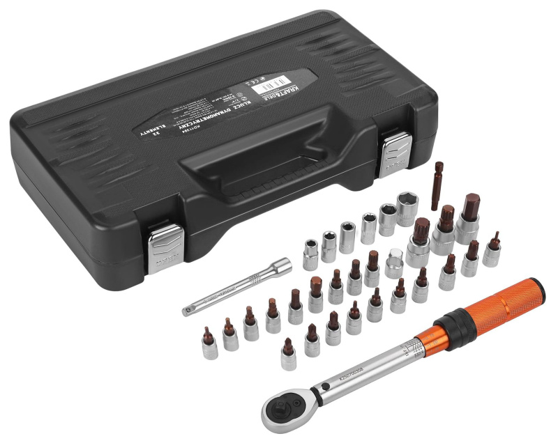 KRAFT&DELE Momentový klíč 1/4", 5–25 Nm, sada 32 ks KD11394