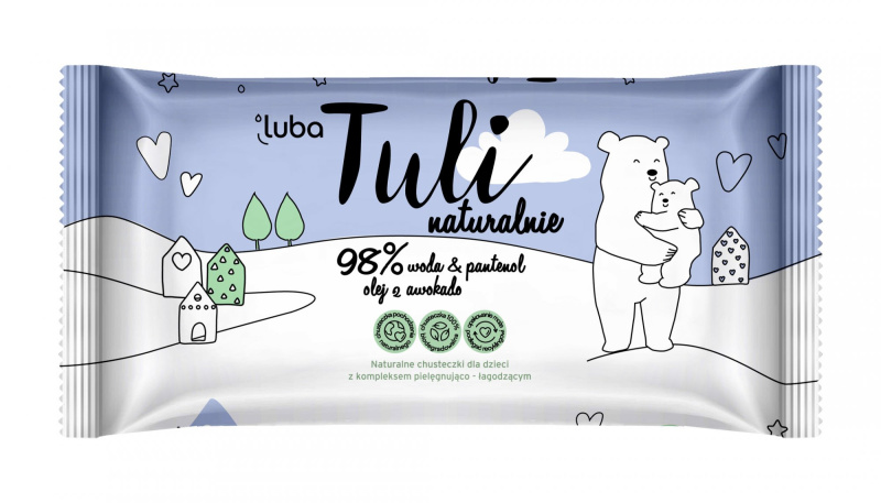 LUBA Tuli dětské vlhčené ubrousky s 98 % vody a panthenolem a 100% avokádovým olejem, 50ks
