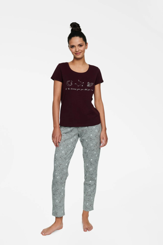 Horoscope 40115-93X Bordó a šedé pyžamo - Henderson Ladies XL