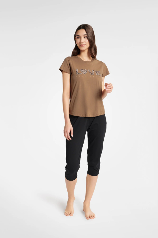 Boutique Pyžamo 40615-88X Karamelová a černá - Henderson Ladies L