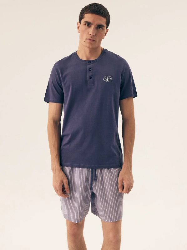Pyžamo Henderson 42789 Octave kr/r M-2XL ocelově modrá L