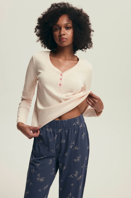 Henderson Dámské pyžamo 43698 Delanie délka/r S-3XL krém L