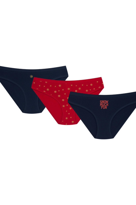 DÁMSKÉ KALHOTKY 3 PAK MI-MI 36508-K086 AW25 NAVY BLUE-RED M