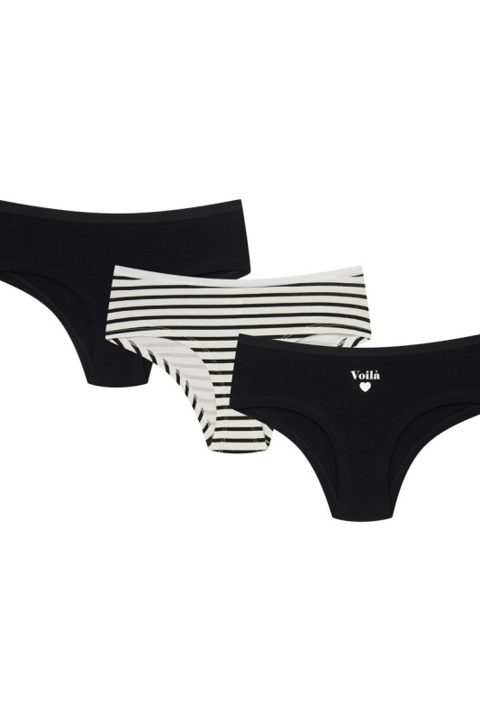 DÁMSKÉ ŠORTKY 3 PAK 43055-K084 PA-PA AW25 černobílý M