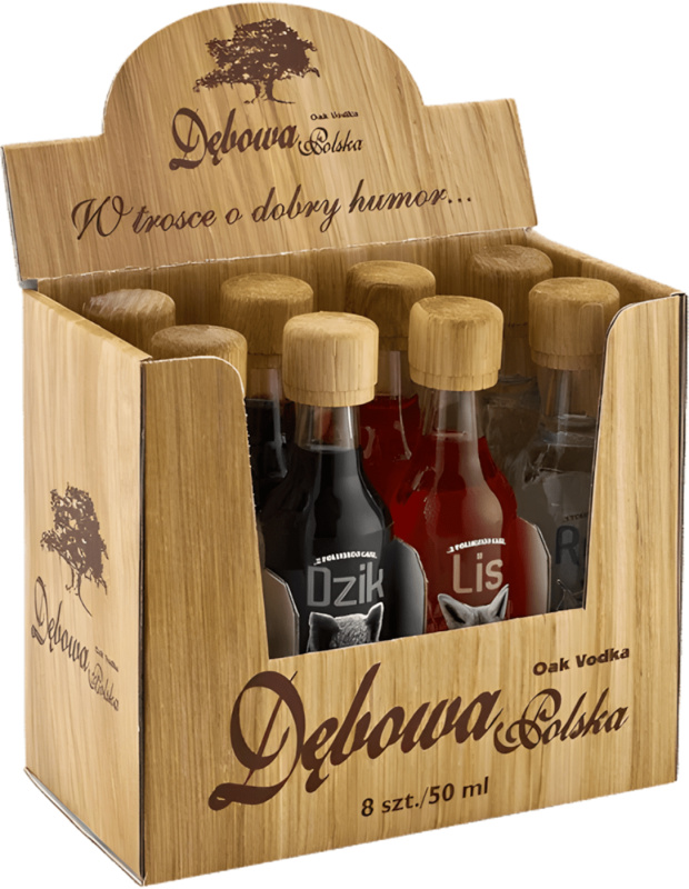 Dębowa - Oak Vodka Zwierzaki 8x0,05l 40% 0,4l (dárkové balení kazeta)