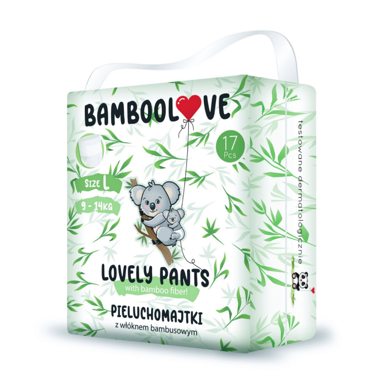 Bamboolove Plenkové kalhotky jednorázové bambus vel. L 9 - 14 kg 17 ks