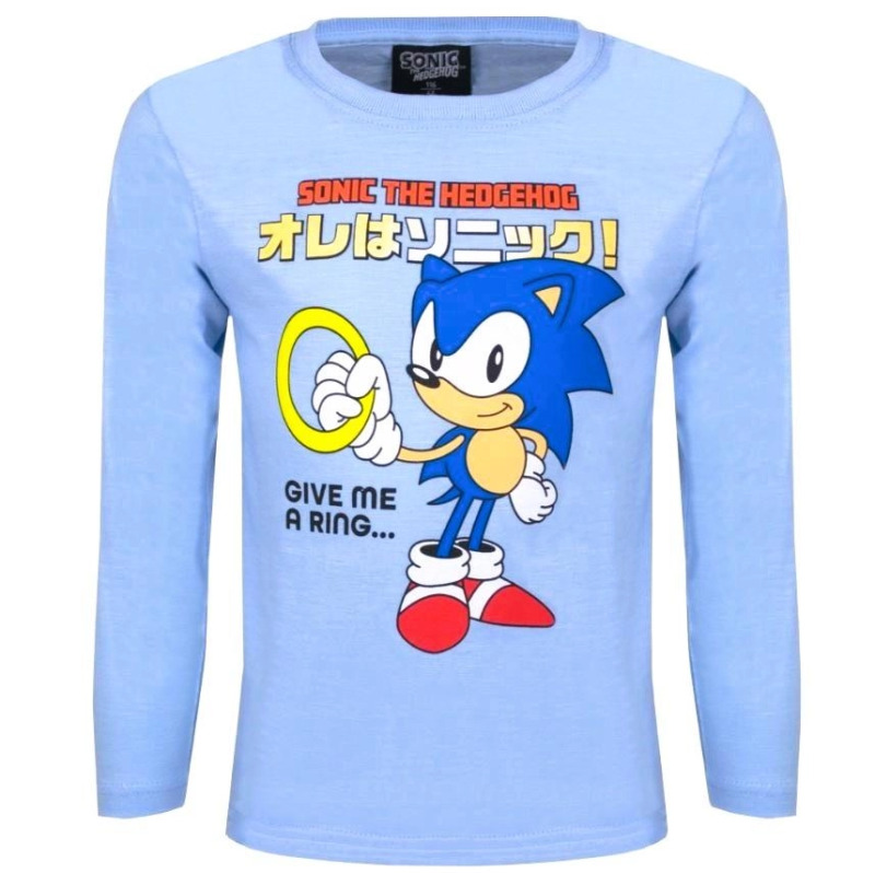 Světle modré bavlněné triko Sonic – Velikost: 104