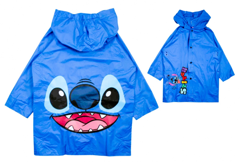 Dětská pláštěnka Disney Stitch modrá s kapucí – Velikost: 122-128