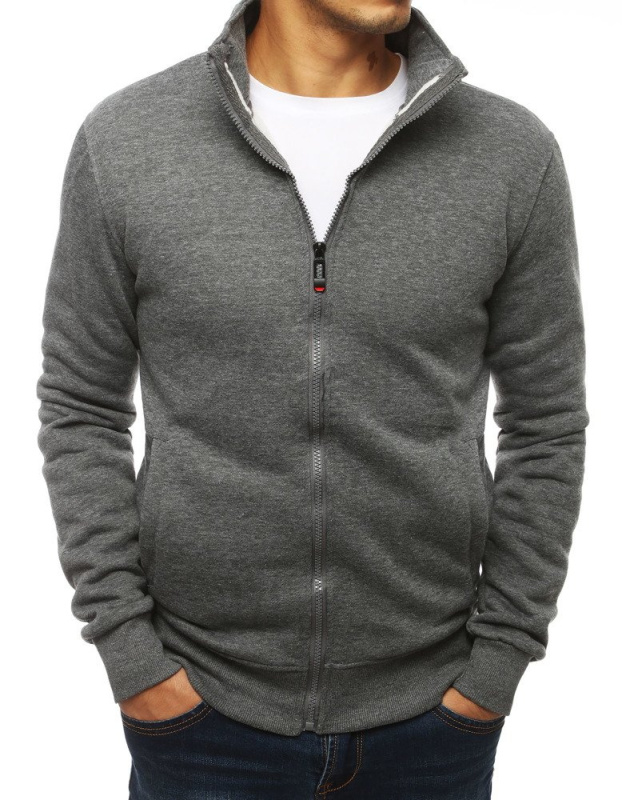 Pánská mikina na zip bez kapuce antracitová BX4111 XL