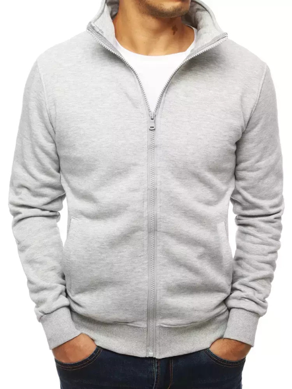 Šedá pánská mikina na zip bez kapuce BX4109 XL