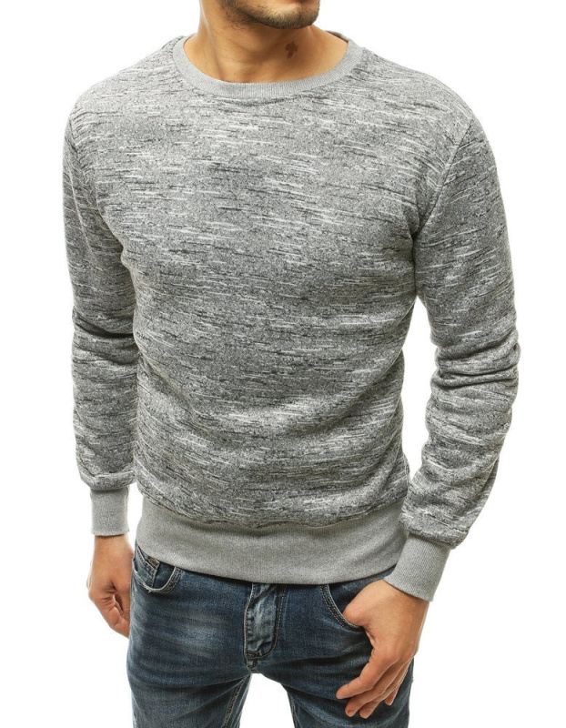 Dstreet Pánská mikina bez kapuce světle šedá BX4816 Barva: Šedá - světle, Velikost: XXL