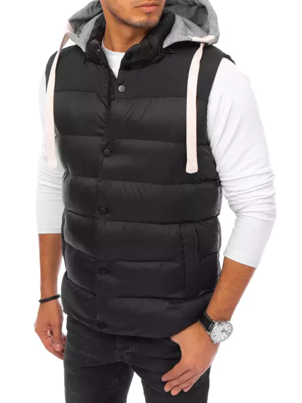 Pánská vesta s kapucí Barva zelená DSTREET TX3935 Barva: Černá, Velikost: XL