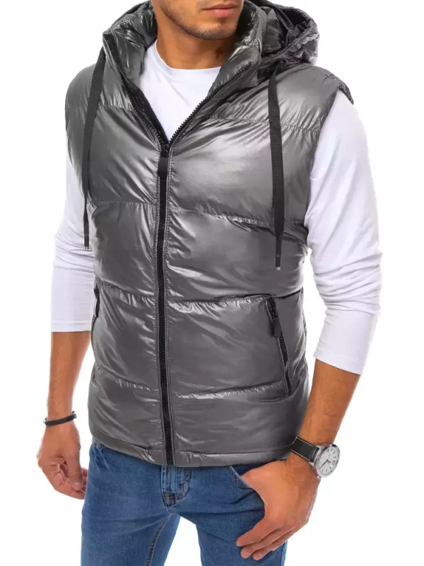 Pánská vesta stříbrná Dstreet TX3918 Barva: Stříbrná, Velikost: 3XL